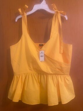 Express Bright Yellow Tie-Strap Peplum Camisole